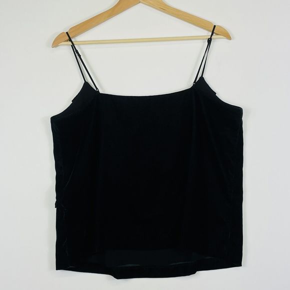 J. Crew Black Velvet Ruffle Cross Front Pullover Tank Top Shirt Womens 12‎ NEW - Picture 4 of 5